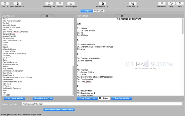 Magic Sort List 3 for MAC Free Download