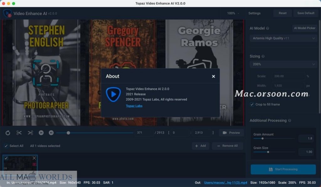 Topaz Video Enhance AI 2 for macOS Free Download