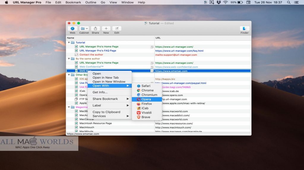 URL Manager Pro 5 for Mac Free Download 