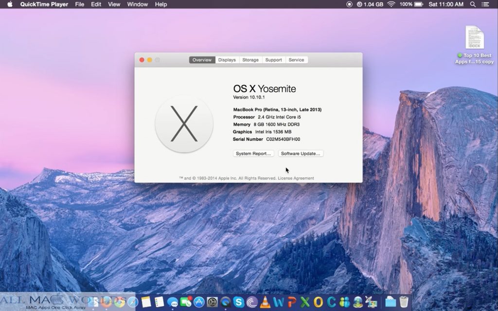 Mac OS X Yosemite 10.10.5 Free Download