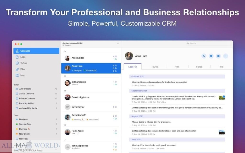 Contacts Journal CRM 3 for Mac Free Download