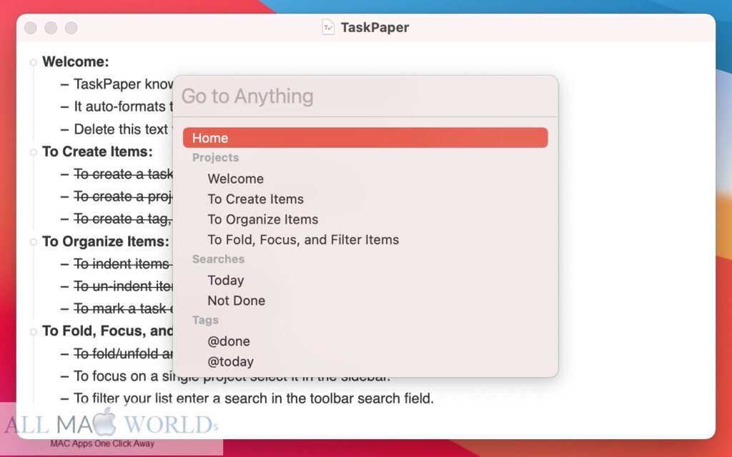 TaskPaper 3 for macOS Free Download