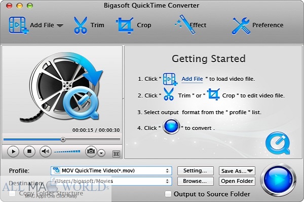 Bigasoft QuickTime Converter 5 for Mac Free Download