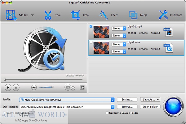 Bigasoft QuickTime Converter 5 for macOS Free Download