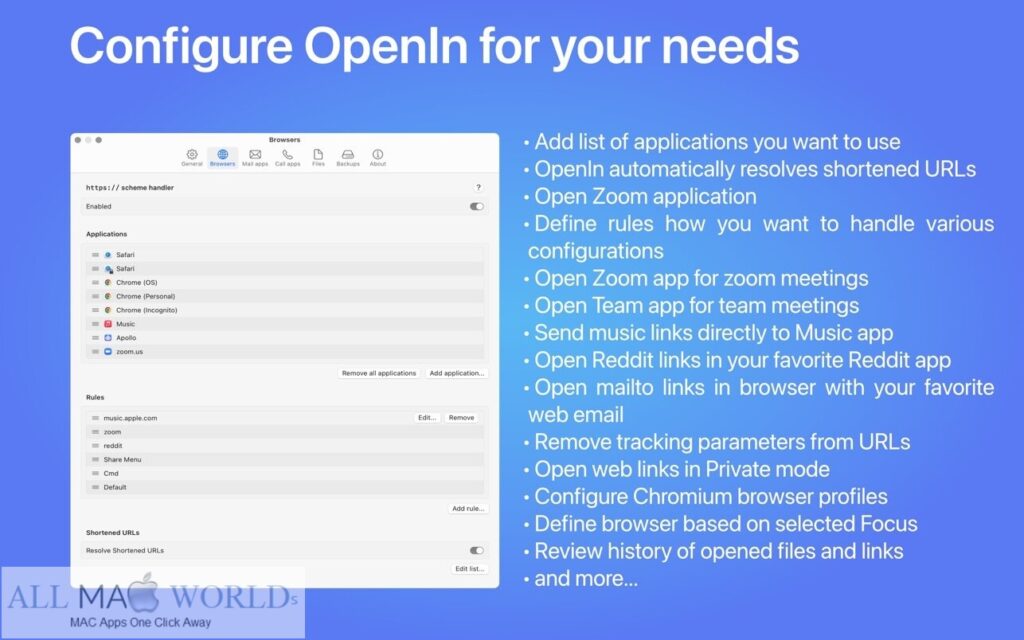 OpenIn Advanced Link Handler 4 for macOS Free Download
