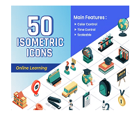 Videohive Isometric Icons Online Learning for After Effects Download Free