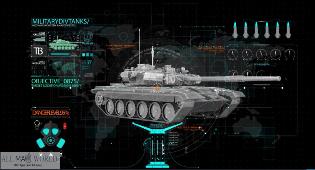 Videohive HUD Info Miltary Tank Project for After Effects Free Download