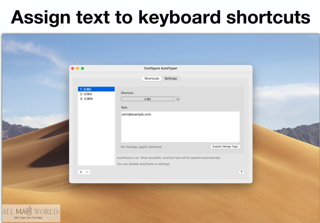 AutoTyper Keyboard Shortcuts 1.7 for Mac Free Download