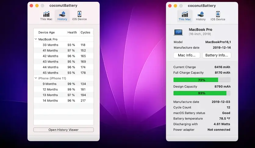 CoconutBattery 3.9.15 for Mac Free Download